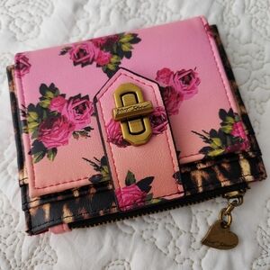 Betsey Johnson Pink Floral Leopard Print Wallet